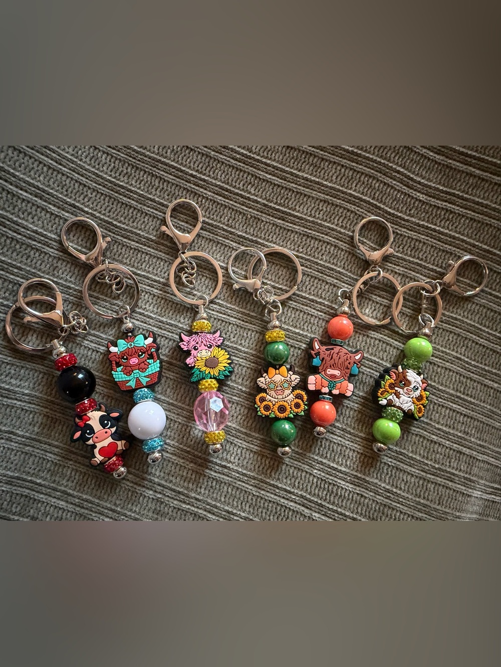 Handmade Cow Keychains Bag Charms